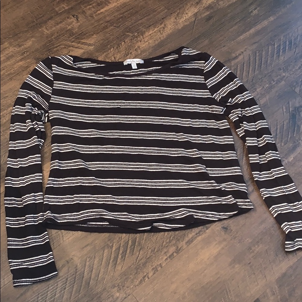 long sleeve stripped crop top
